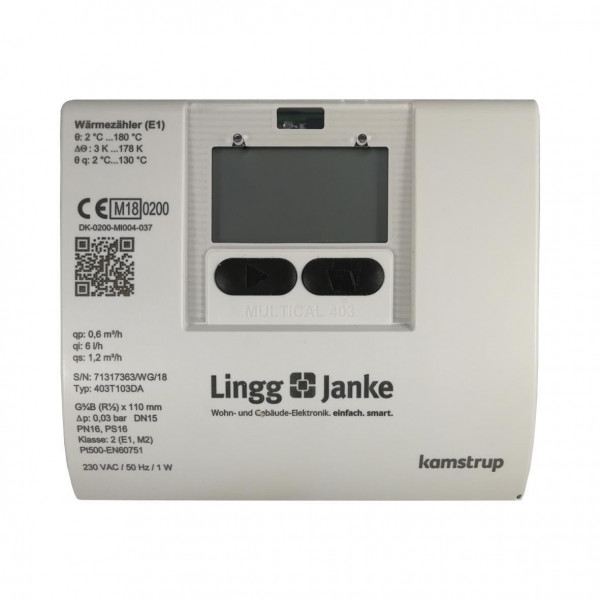 Lingg&Janke 84745SEC KNX Secure Kältezähler Kamstrup Multical 403 Qp 1,5 / DN20 / 130mm / G1 / 1-50°