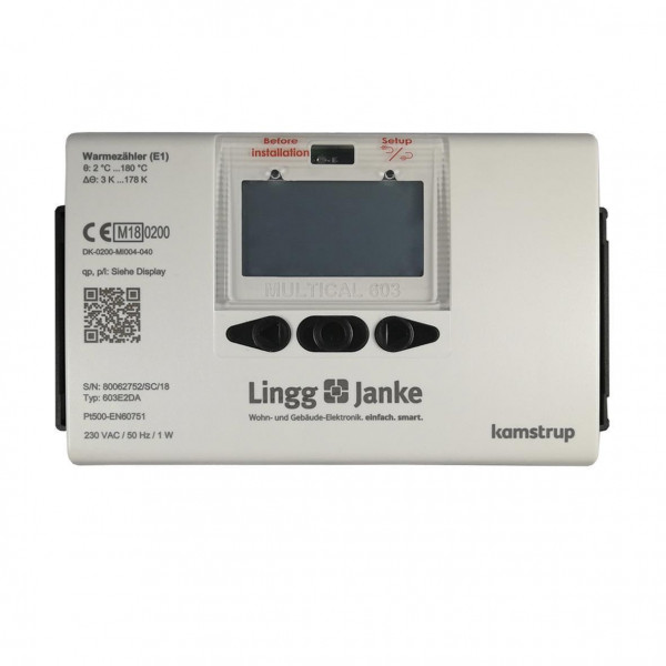 Lingg&Janke 84802SEC KNX Secure Wärmemengenzähler Kamstrup Multical 603 Qp 0,6 / DN20 / 190mm / G1 /