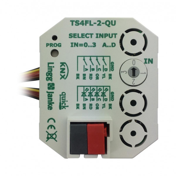 Lingg&Janke Q77881 KNX quick Tasterschnittstelle, für 4 Einzeltasten mit LEDs, mit Einzelader-Anschl