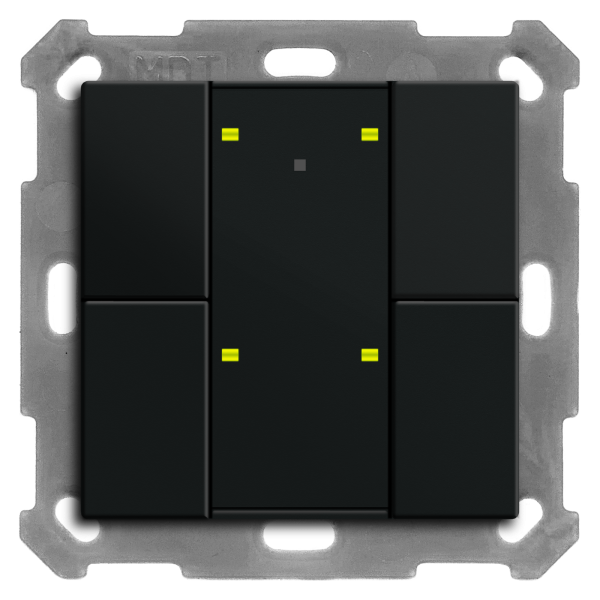 MDT RF-TA55A406.01 KNX RF+ Funk Taster Plus 4-fach mit Aktor, 55 mm, Schwarz matt