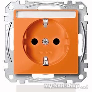 Merten MEG2302-0302 SCHUKO-Steckdose f. Sonderstromkr. m. Schriftf., BRS, StK, ZSV, orange, System M