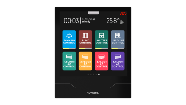 Interra iX4 4" KNX Touch Panel, Black w/AQI ITR330-2001