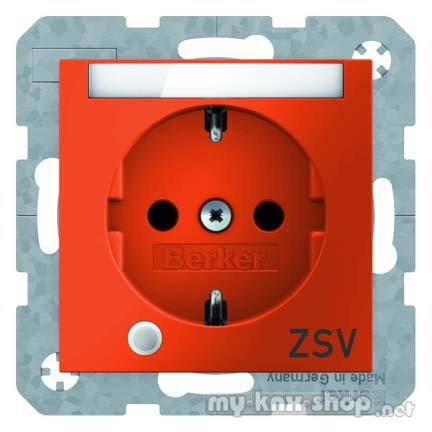 Berker 41101914 Steckdose SCHUKO mit Kontroll-LED, Beschriftungsfeld S.1/B.3/B.7 orange, matt