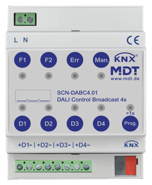 MDT SCN-DABC4.01 DALI Control Broadcast Gateway, 4 Kanal, 4 TE, REG