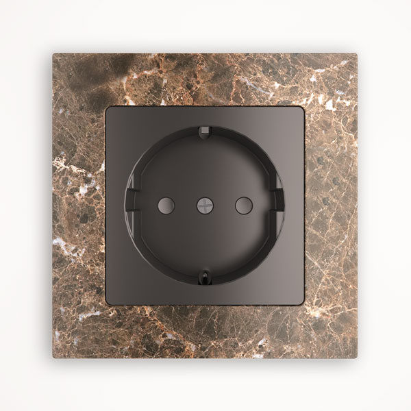 Tense KNX SOCKSEMM1 Socket 1-fach Rahmen Stone Emperador Marron Marble