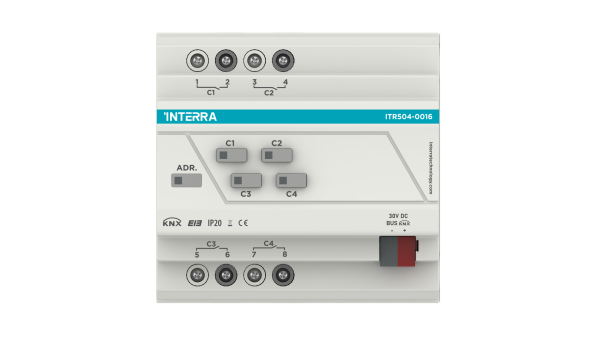 Interra Combo KNX Actuator - 4 Channel 16A (Lighting, Shutter, Blind, Fan Coil) ITR504-0016