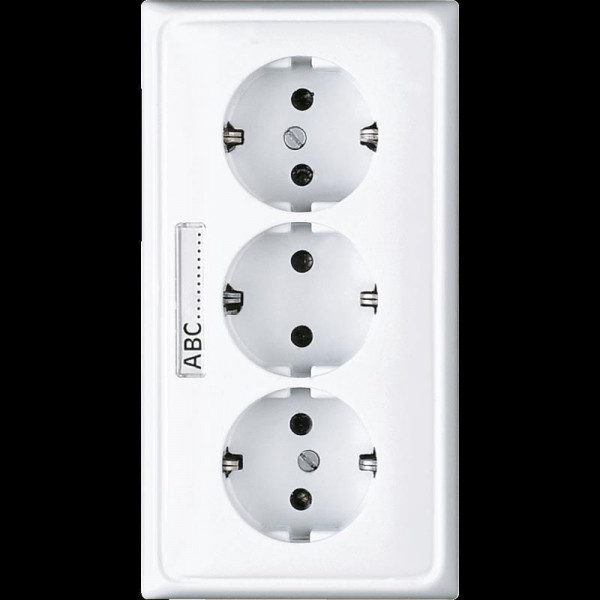 Jung CD523NAWW Kabel-Kanal-SCHUKO-Steckdose, 3fach, 16 A 250 V ~, Schriftfeld, angeformter Rahmen, 8