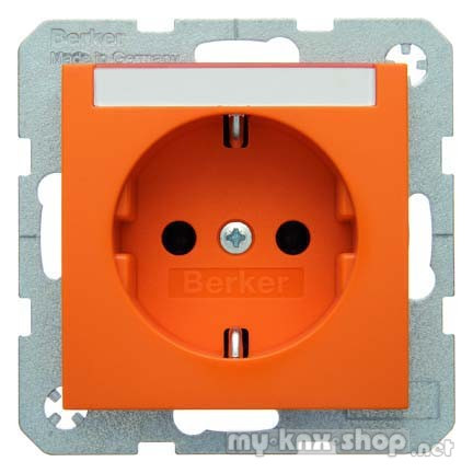 Berker 47508907 Steckdose SCHUKO mit Beschriftungsfeld S.1/B.3/B.7 orange, glänzend