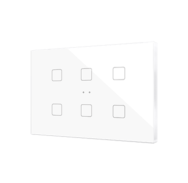 Zennio KNX Tastsensor Flat XL X6. Kapazitiver Taster - 6-fach - Weiss glänzend ZVIFXLX6GW