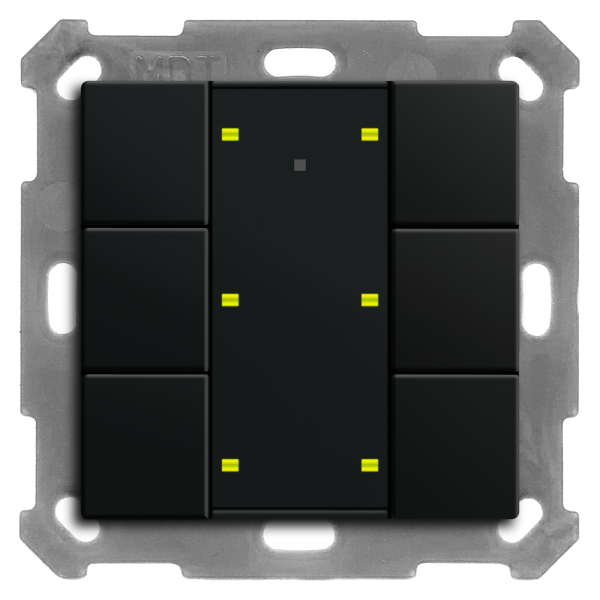 MDT BE-TA55T606.02 KNX Taster Plus TS 55 6-fach, Schwarz matt