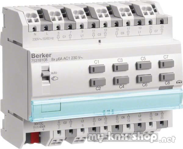 Berker KNX Jalousieaktor 8-fach 230V AC REG 75318108