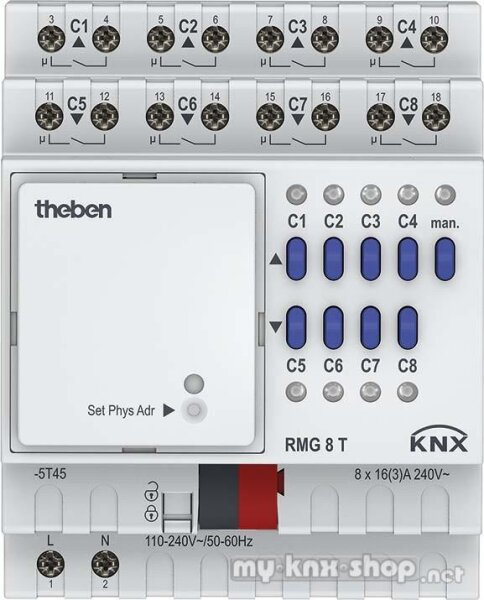 Theben RMG 8 T KNX Kombiaktor (Grundmodul MIX2) 8/4-fach, 16 A 140 µF, KNX TP, Data Secure, Grundgerät MIX2