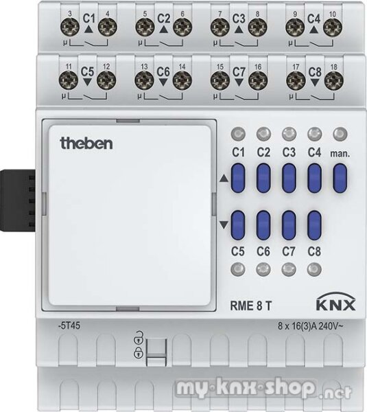 Theben RME 8 T KNX Kombiaktor (Erweiterungsmodul MIX2) 8/4-fach, 16 A 140 µF, KNX TP, Data Secure, Erweiterung MIX2