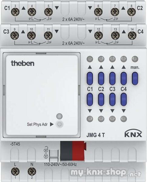 Theben JMG 4 T KNX Jalousieaktor (Grundmodul MIX2) 4-fach, KNX TP, Data Secure, Grundgerät MIX2