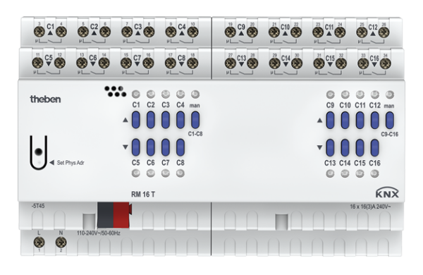 Theben RM 16 T KNX Kombiaktor 16/8-fach KNX-Kombiaktor 16 A 140 µF, KNX TP