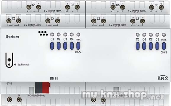 Theben RM 8 I KNX Schaltaktor 8-fach, 16 A C-Last 200 µF, KNX TP