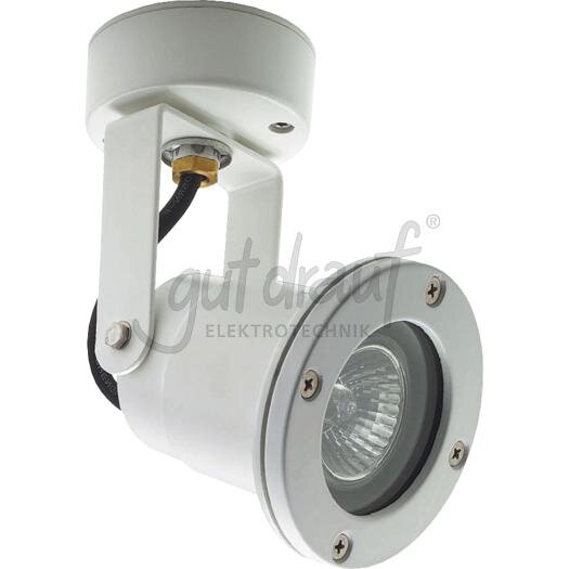 Halogen-Strahler 50W, Alu-Guss weiß, IP55, GU10 ohne Leuchtm.