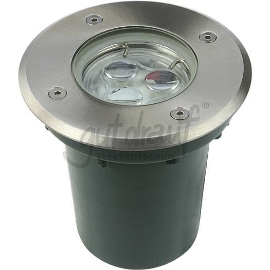 LED-Bodeneinbaustrahler starr 230V, 1W, tageslichtweiß, rund