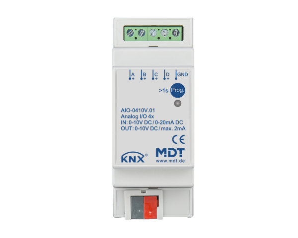 MDT AIO-0410V.01 KNX Analog I/O 4-fach, 2TE REG, 0-10 V, Ein-/Ausgang umschaltbar