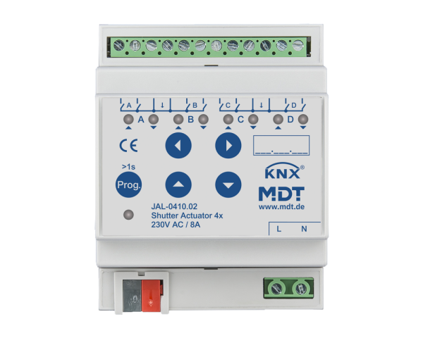 MDT JAL-0410.02 KNX Jalousieaktor 4-fach, 4TE REG, 8 A, 230 V AC