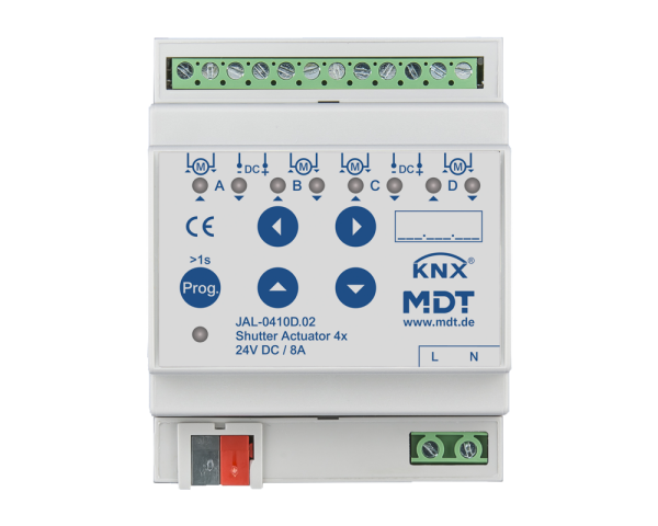 MDT JAL-0410D.02 KNX Jalousieaktor 4-fach, 4TE REG, 8 A, 24 V DC