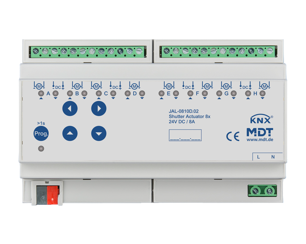 MDT JAL-0810D.02 KNX Jalousieaktor 8-fach, 8TE, REG, 8 A, 24 V DC
