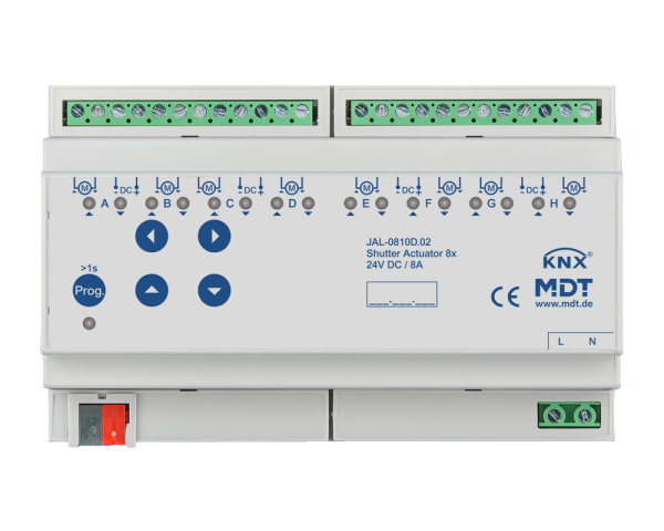 MDT JAL-0810D.02 KNX Jalousieaktor 8-fach, 8TE REG, 8 A, 24 V DC