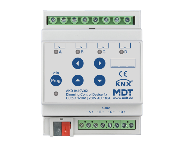 MDT AKD-0410V.02 KNX Dimmaktor 4-fach, 4TE REG, 1-10 V RGBW