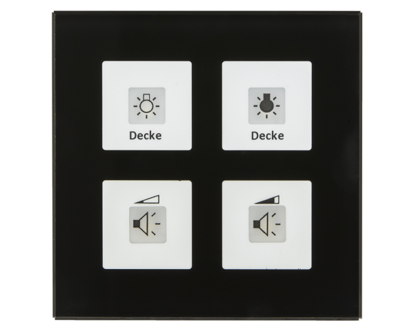 MDT BE-GT04S.01 KNX Glastaster Plus 4-fach, Schwarz