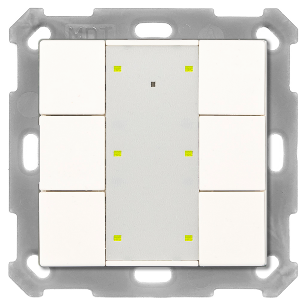 MDT RF-TA55A6.01 KNX RF+ Funk Taster Plus 6-fach mit Aktor, 55 mm, Reinweiß glänzend