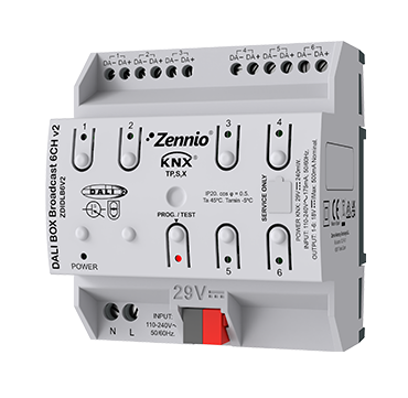 Zennio ZDI-DLB6 V2 KNX-DALI Broadcast Interface, 6 Kanäle für je 64 Betriebsgeräte