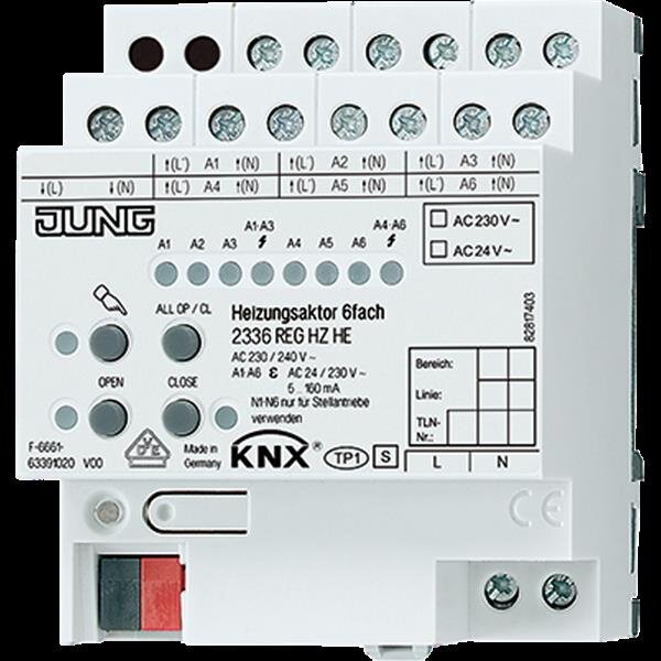 Jung 2336REGHZHE KNX Heizungsaktor, 6fach, REG, Triac, 4 TE