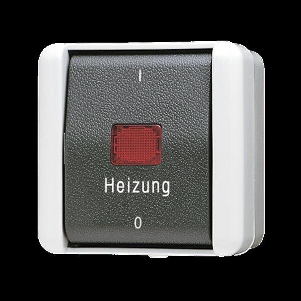 Jung 802HW Heizungsschalter, 10 AX, 250 V ~, rotes Lichtaustrittsfenster, Kennzeichnung 1 / 0, Aus 2-polig