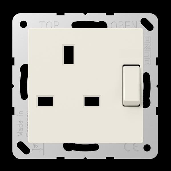 Jung A3171 Steckdose, 13 A 250 V ~, 2-polig + E, British Standard, Berührungsschutz, abschaltbar, Schalter ohne Kontrolllicht, Schraubklemmen