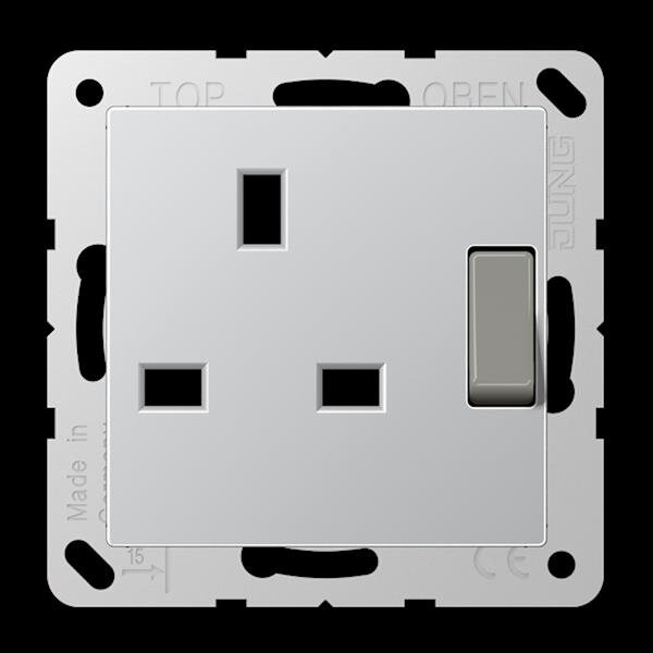 Jung A3171AL Steckdose, 13 A 250 V ~, 2-polig + E, British Standard, Berührungsschutz, abschaltbar, Schalter ohne Kontrolllicht, Schraubklemmen