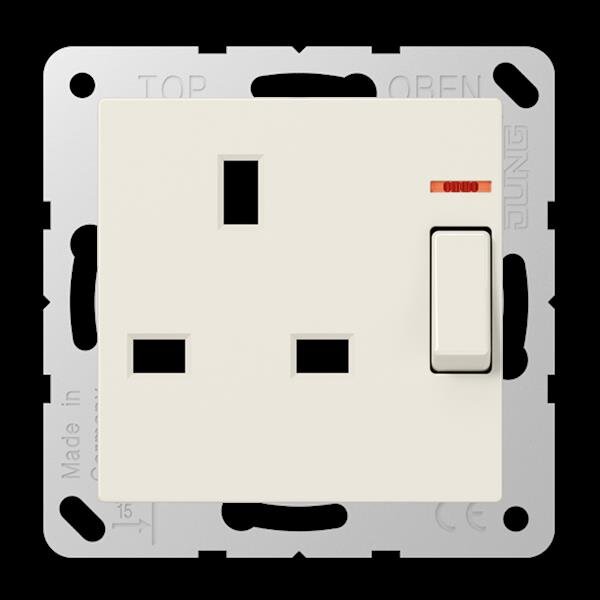 Jung A3171KO Steckdose, 13 A 250 V ~, 2-polig + E, British Standard, Berührungsschutz, abschaltbar, Schalter mit Kontrolllicht, Schraubklemmen