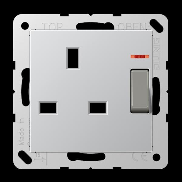 Jung A3171KOAL Steckdose, 13 A 250 V ~, 2-polig + E, British Standard, Berührungsschutz, abschaltbar, Schalter mit Kontrolllicht, Schraubklemmen