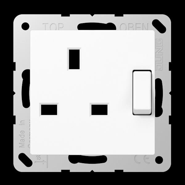 Jung A3171WW Steckdose, 13 A 250 V ~, 2-polig + E, British Standard, Berührungsschutz, abschaltbar, Schalter ohne Kontrolllicht, Schraubklemmen