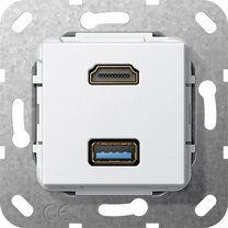 Gira 567803 HDMI,USB 3.0A Gender Changer Einsatz Reinweiß