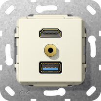 Gira 568101 HDMI,USB 3.0 A,M Klinke Kabelpeitsche Einsatz Cremeweiß