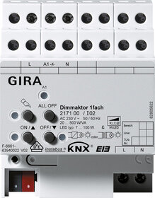 Gira 217100 Universal-Dimmaktor 1-fach KNX/EIB REG 500W, 176,14