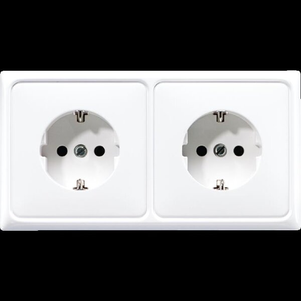 Jung CD522BFWW Kabel-Kanal-SCHUKO-Steckdose, 2fach, 16 A 250 V ~, angeformter Rahmen, bruchsicher, 80 x 151 mm