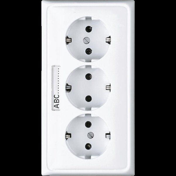 Jung CD523NAWW Kabel-Kanal-SCHUKO-Steckdose, 3fach, 16 A 250 V ~, Schriftfeld, angeformter Rahmen, 80 x 151 mm