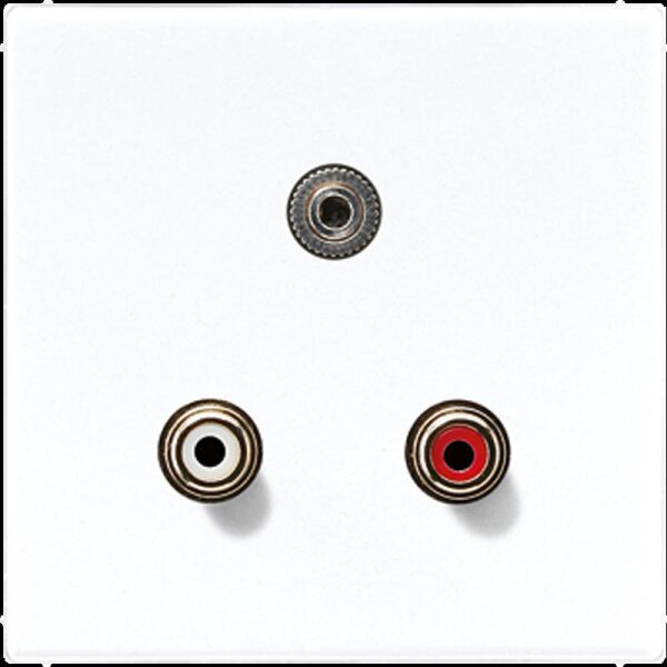 Jung MALS1011WW Cinch Audio und Miniklinke 3,5 mm, Tragring, Schraubbefestigung, bruchsicher