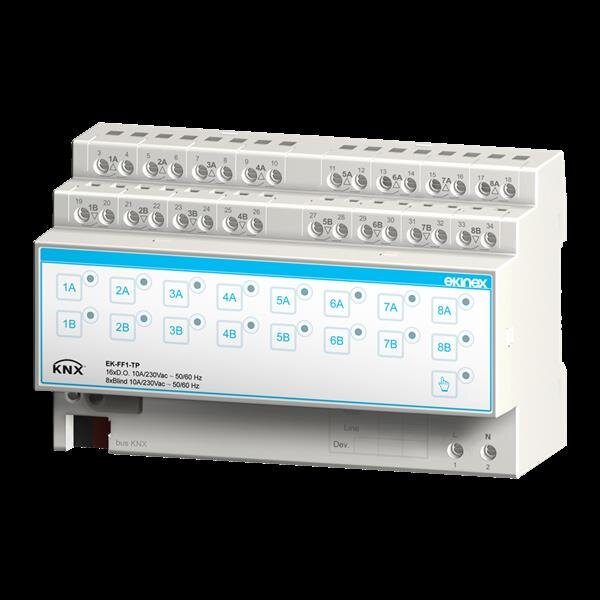 Ekinex EK-FF1-TP KNX 16-fach Binärausgang / 8-fach Jalousieaktor