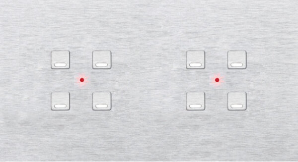 MONA CARRE CJC2885 CJC KNX Tastsensor 8-fach mit LED, Kreuzanordnung Grau eloxiert