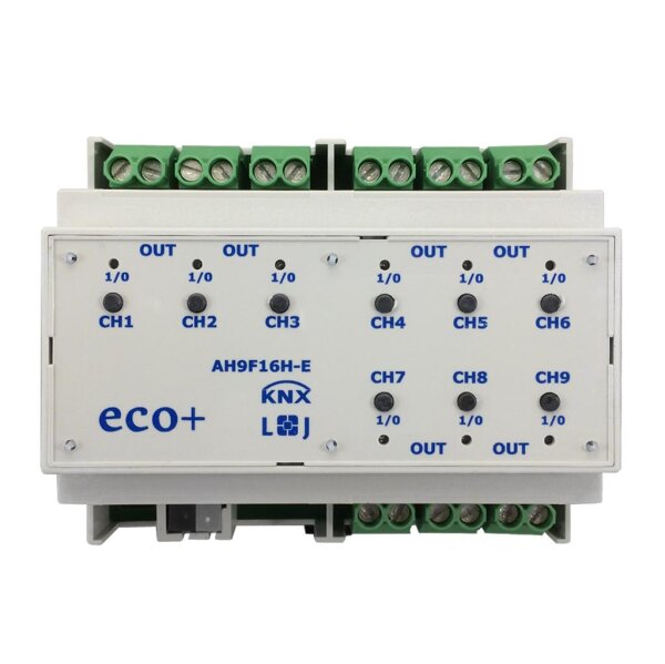 Lingg&Janke 79238SEC KNX Secure Schaltaktor 9-fach, Handbedienung, 6 TE Schaltleistung 16A 250 VAC, C-Last 140µF AH9F16H-SEC