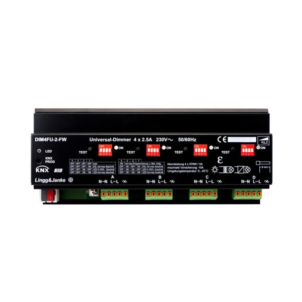 Lingg&Janke 87601SEC KNX Secure universal Dimmaktor 4-fach, Strommessung Dimmleistung je Kanal 2,5A 250 VAC 570W DIM4FU-2-SEC