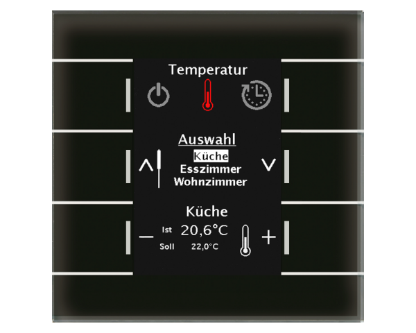 MDT BE-GBZS.01S KNX Glas Bedienzentrale Smart mit Farbdisplay, Schwarz