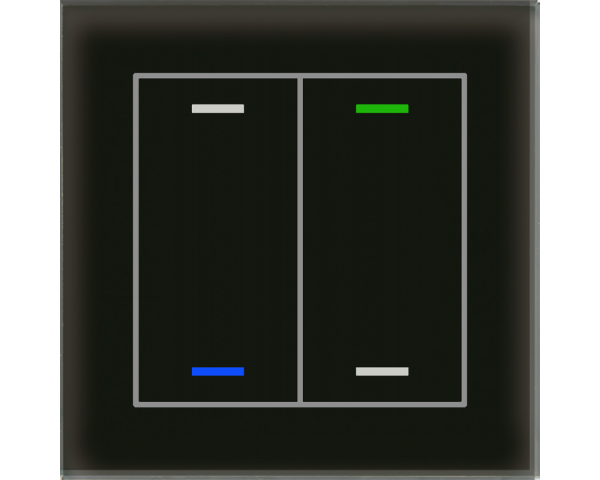 MDT BE-GTL2TS.01S KNX Glastaster II Light 2-fach, RGBW, Temperatursensor, Schwarz, Neutral